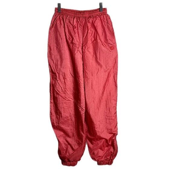 Wilson Women's Vintage Track Pants Size M Pink Windbreaker Jogger Lined Nylon - Picture 1 of 11